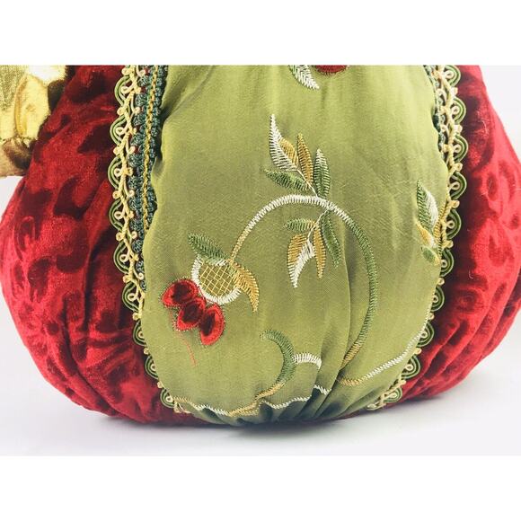 CHRISTMAS FOLK SANTA CLAUS WINTER FUR TRIM COAT SACK 15" PUFFY ELEGANT ROUND LG - Picture 4 of 12